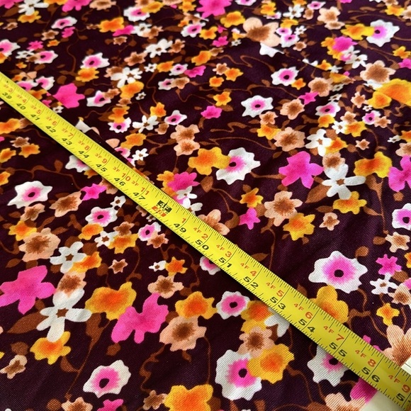 Handmade 1960s floral print, maroon,  pink orange brown, full size maxi dress - Picture 5 of 11